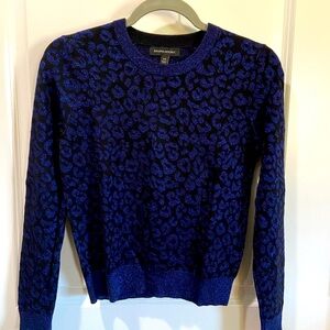 Banana Republic XS blue cheetah metallic sweater